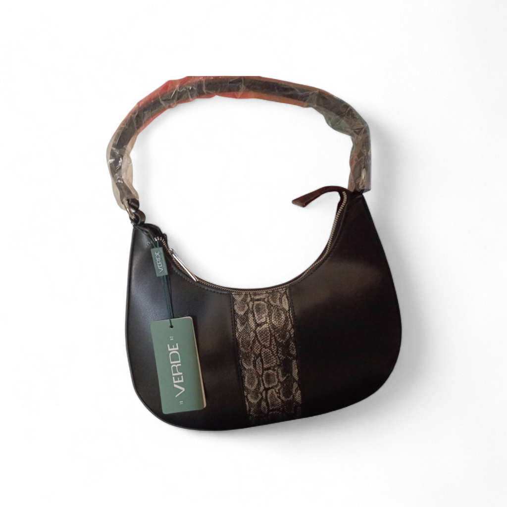 Hobo Bag Nera con Inserto Animalier VERDE FASHION